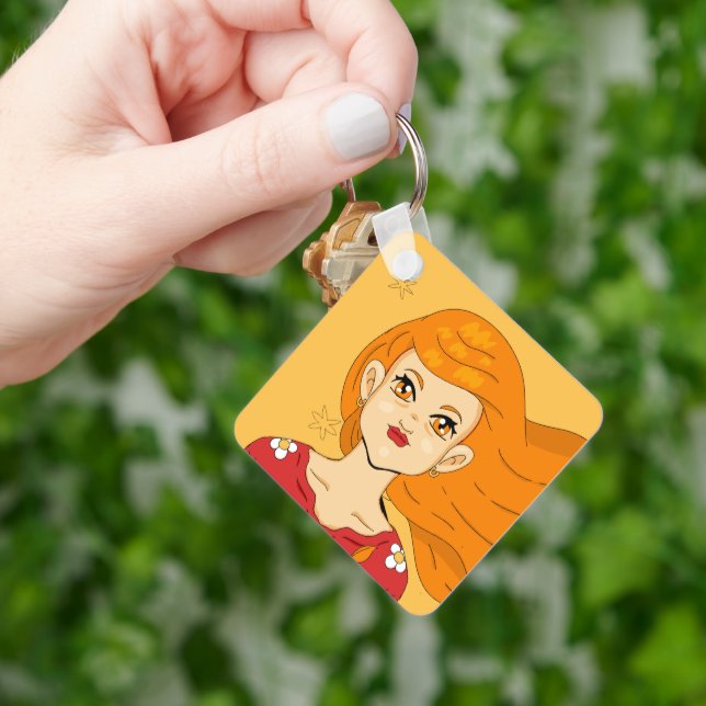 Porte-clés Numéro d'angle Princesse aux cheveux longs blonds  (main)