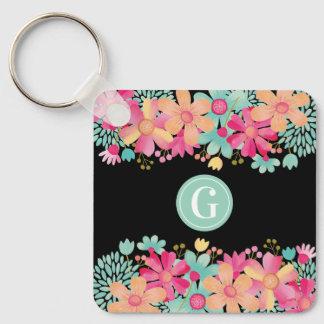 Porte-clés Numéro de balise de la clé de peinture florale ini