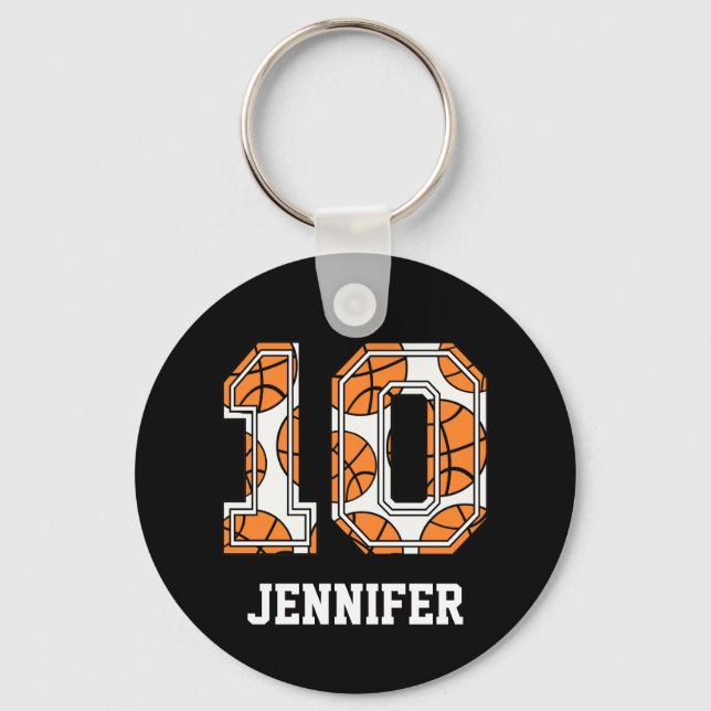 Porte-clés Numéro de basket-ball personnalisé 10 (Recto)