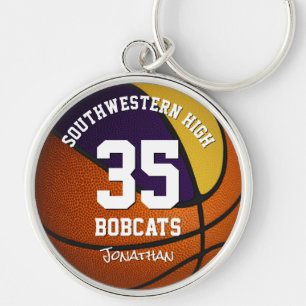 Porte-clés numéro de maillot de basket-ball de garçon en or v