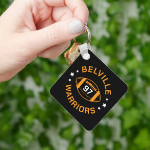 Porte-clés Numéro de maillot de football noir et orange