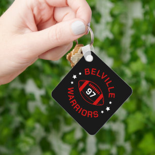 Porte-clés Numéro de maillot de football noir et rouge