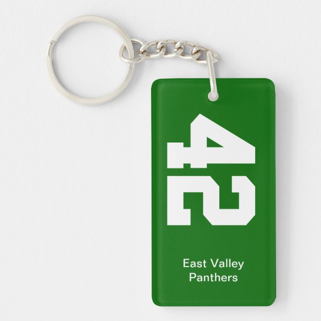 Porte-clés Numéro de maillot de sport vert et blanc (Devant)