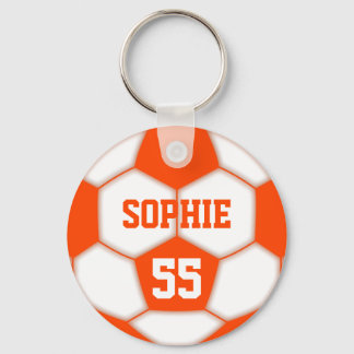 Porte-clés Numéro de nom personnalisé Boule de soccer rouge