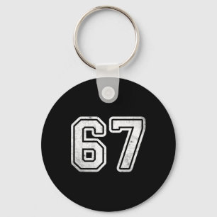 Porte-clés Numéro Vintage #67 Équipe de sport blanche Numéro