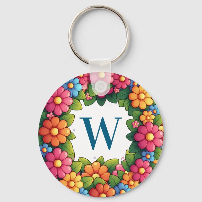 Porte-clés Numéros d'urgence floraux Voir Retour (Recto)