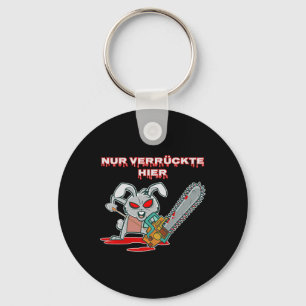 Porte-clés Nur Verrückte Hier Fun Rabbit avec Chainsaw Gift I
