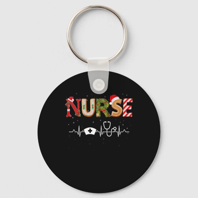 Porte-clés Nurse Hat Heartbeat Xmas Santa Claus Snow Christma (Recto)