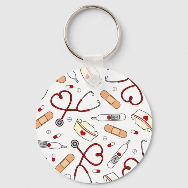 Porte-clés Nurse Love Imprimer Arrière - plan blanc (Recto)