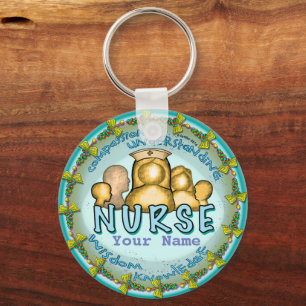 Porte-clés Nurse Rainbow Motto custom name keychain