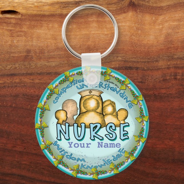 Porte-clés Nurse Rainbow Motto custom name keychain (Recto)