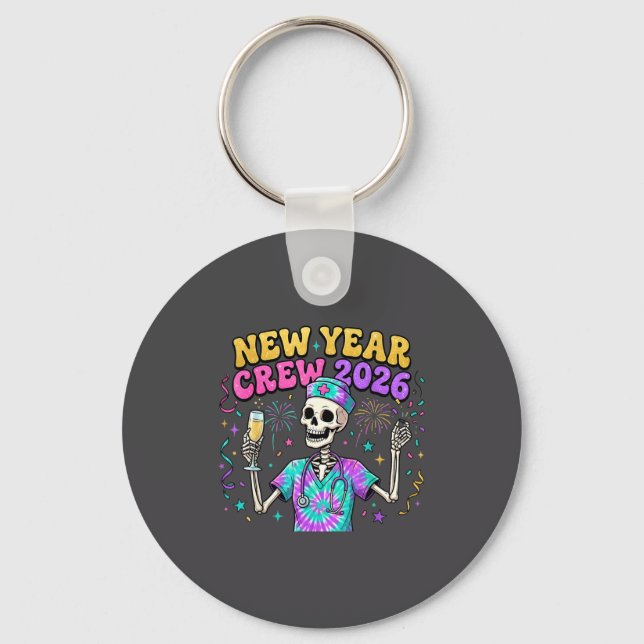 Porte-clés Nurse Skeleton New Year Crew 2026 Funny Er Icu Eve (Recto)