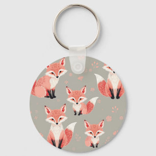 Porte-clés Nursery Bébé Renard Rose Motif Animaux Forêt Encha