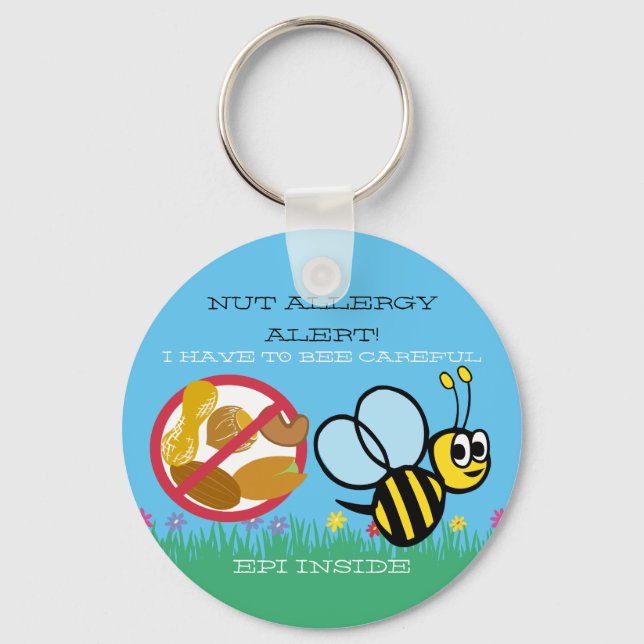 Porte-clés Nut Allergy Alert Bumble Bee Kids Personnalisé (Recto)