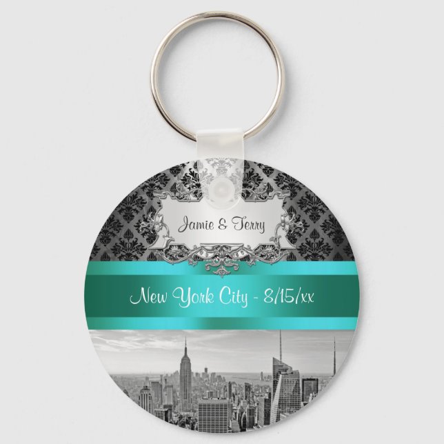 Porte-clés NY City Skyline BW B3 Damask F2 - (Recto)
