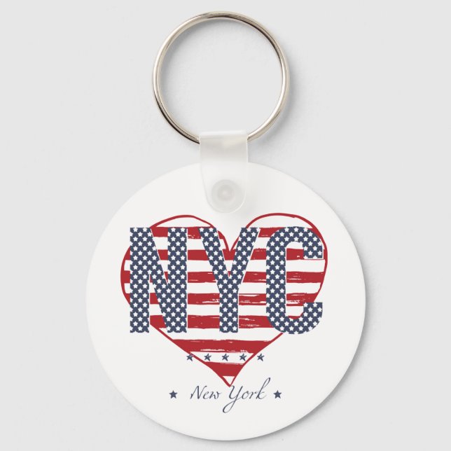 Porte-clés NYC American Flag Heart (Recto)