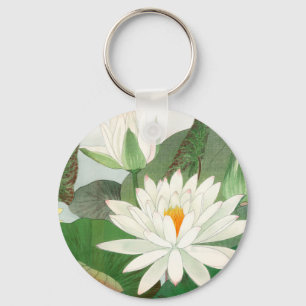 Porte-clés Nymphaea lotus, gravure sur bois japonaise, 1917