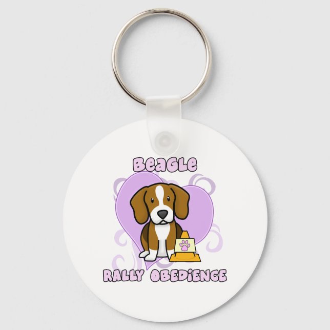 Porte-clés Obéissance au rassemblement Beagle de Kawaii (Recto)