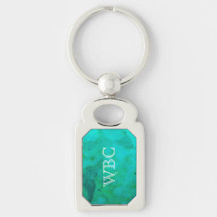 Porte-clés oblong décoré d'un monogramme de