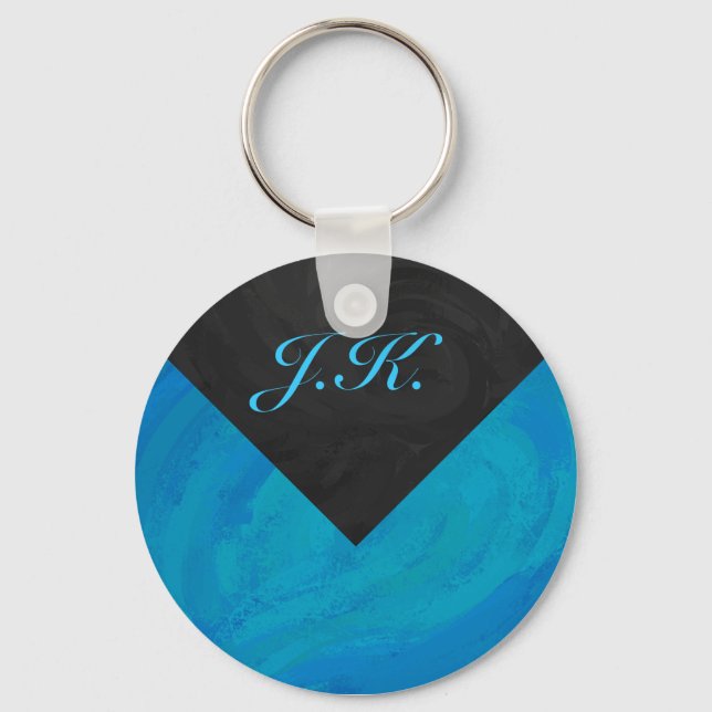 Porte-clés Ocean Blue and Black Monogram (Recto)