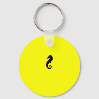 Porte-clés Ocean Glow_Hippocampe noir sur jaune