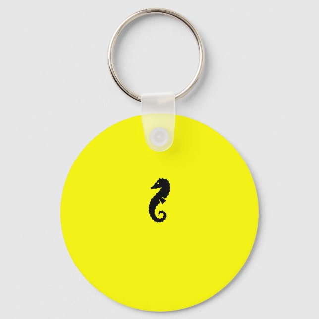 Porte-clés Ocean Glow_Hippocampe noir sur jaune (Recto)
