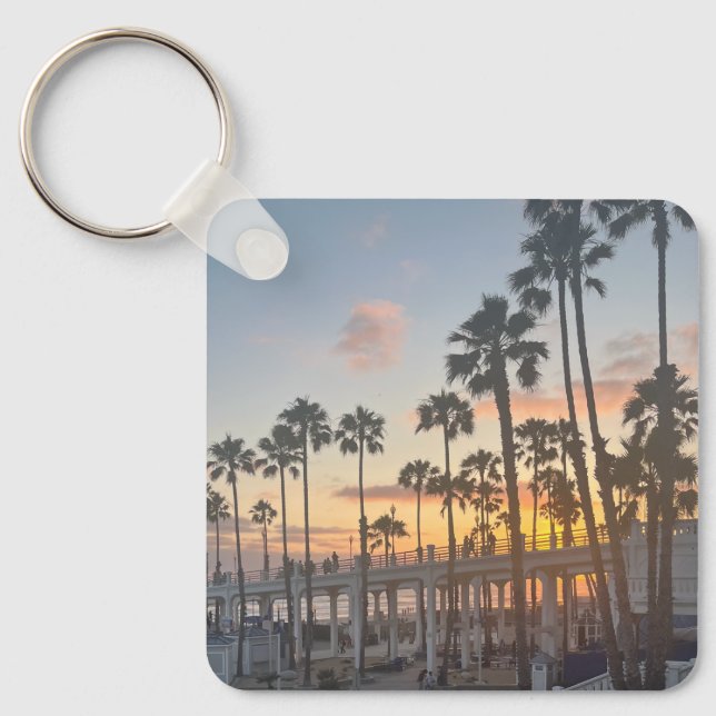 Porte-clés Oceanside California Orange Sunset Palm Trees (Recto)