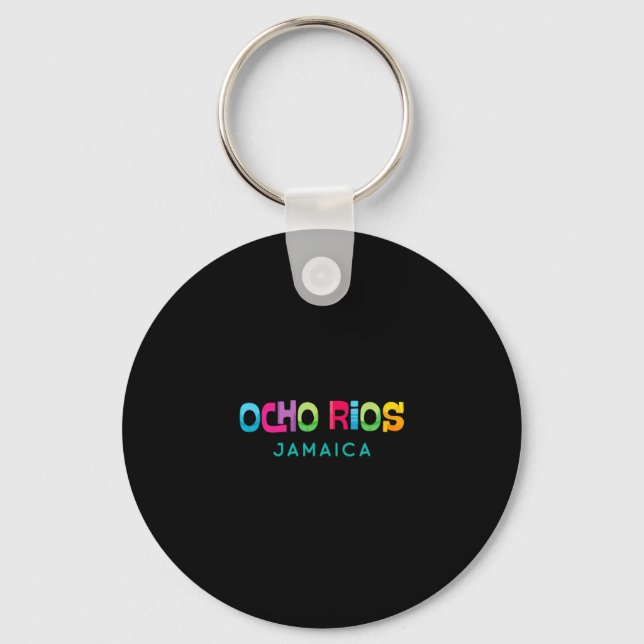 Porte-clés Ocho Rios Jamaïque Design Tropical Rétro  (Recto)
