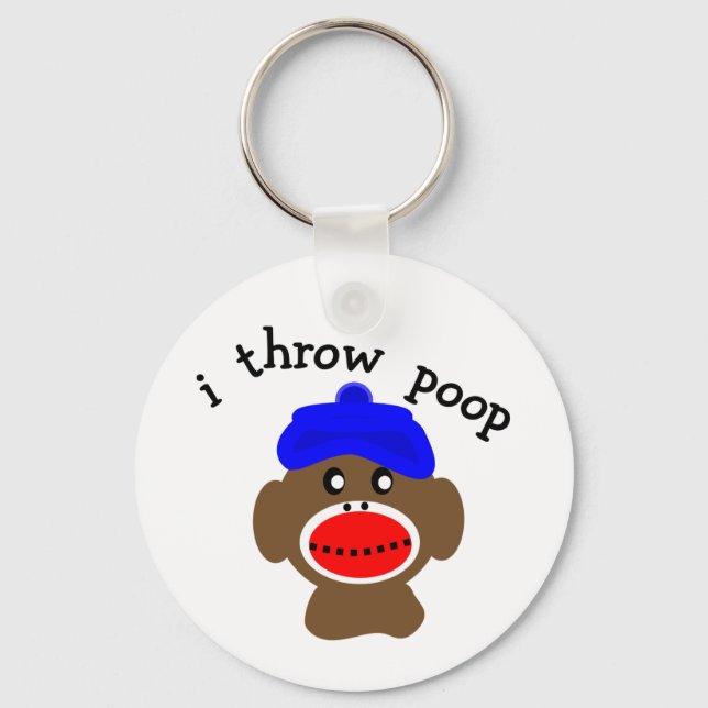 Porte-clés ock Monkey "I THROW POOP" (Recto)