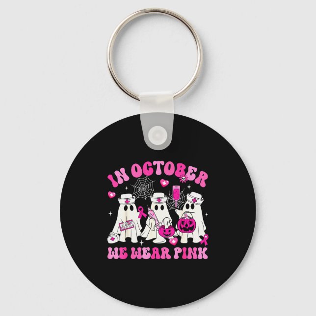 Porte-clés October We Wear Nk Nurse Ghost Halloween Breast Ca (Recto)