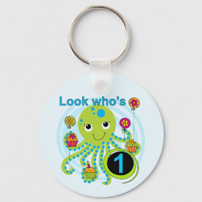 Porte-clés Octopus 1er Anniversaire T-shirts et cadeaux (Recto)