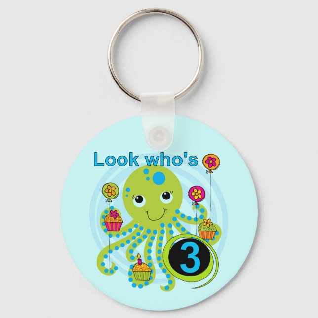 Porte-clés Octopus 3e anniversaire T-shirts et cadeaux (Recto)