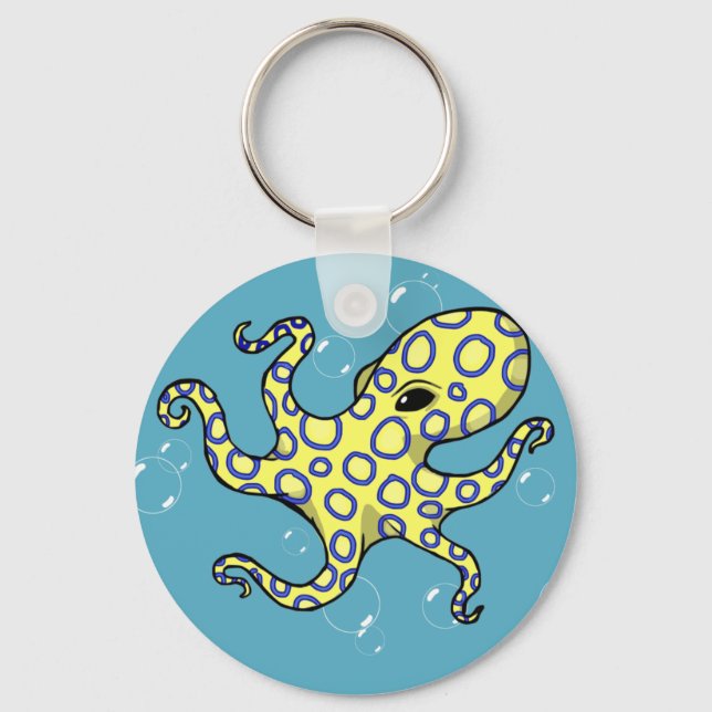 Porte-clés Octopus à anneau bleu (Recto)