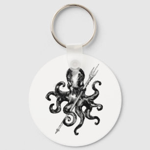 Porte-clés Octopus monochrome avec Trident
