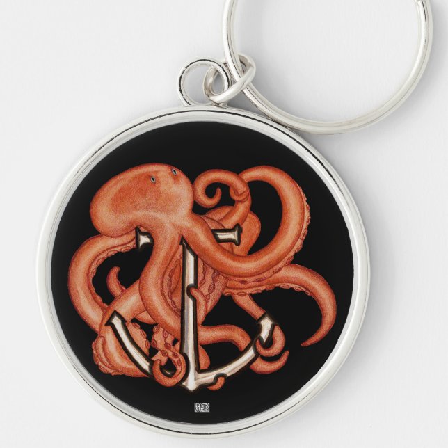 Porte-clés Octopus orange sur l'Ancre (Devant)