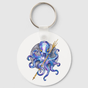 Porte-clés Octopus pourpre et bleu avec Trident