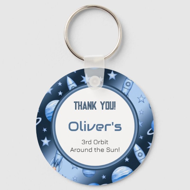 Porte-clés Odyssée de fusée céleste bleu cosmique (Recto)