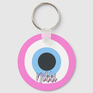 Porte-clés œil maléfique rose || personnalisable