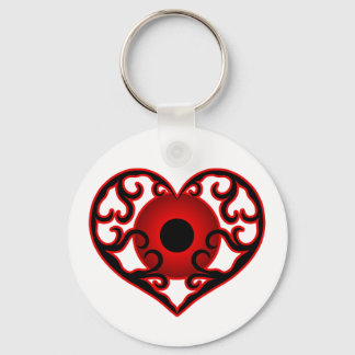 Porte-clés Oeil rouge dans le coeur