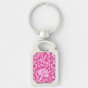 Porte-clés Œillet en damas Art Nouveau, rose fuchsia