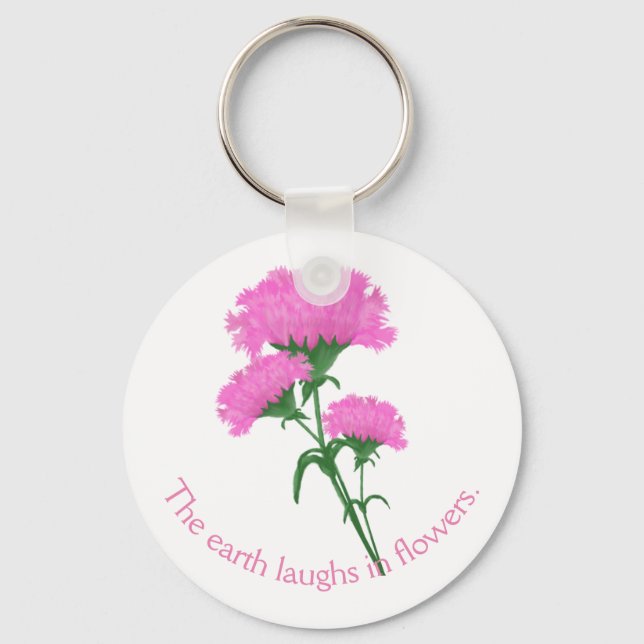Porte-clés Oeillets roses avec texte personnalisable (Recto)