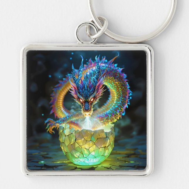 Porte-clés Œuf de dragon vert mignon de fantaisie (Devant)