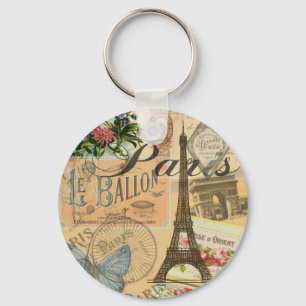 Porte-clés Oeuvre colorée Vintage voyage Paris France