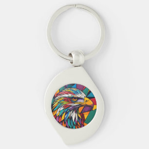 Porte-clés Œuvre d'art colorée d'aigle