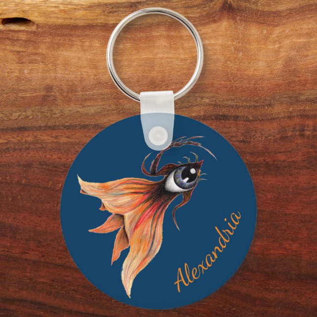 Porte-clés Œuvre d'art fantaisiste sur le thème du poisson ro (Recto)