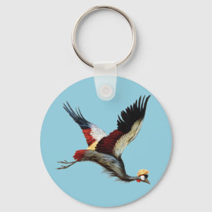 Porte-clés Œuvre d'art vintage de Grue couronnée d'Afrique du