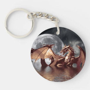Porte-clés Oeuvre d'Imaginaire Dragon & Lune