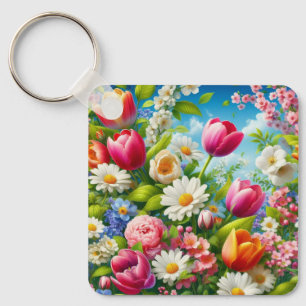 Porte-clés OEuvre florale/printanière