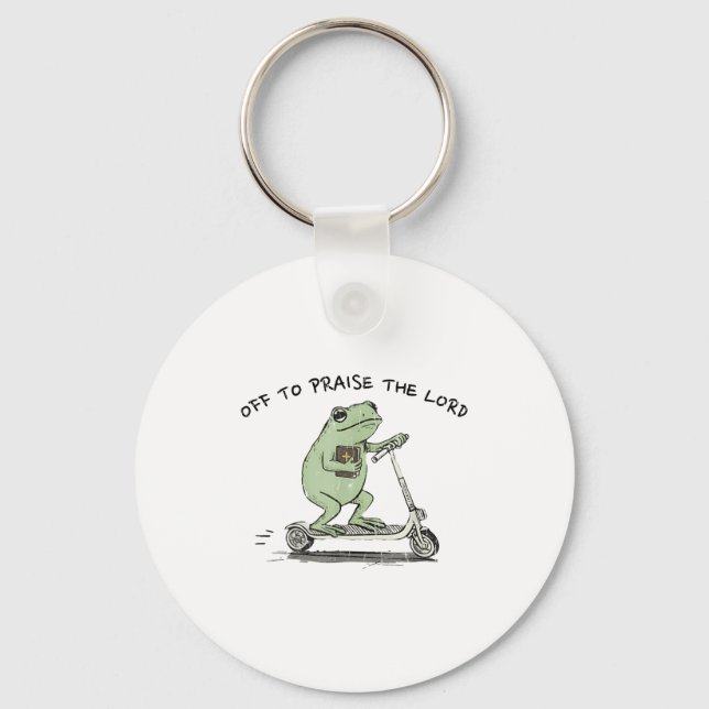 Porte-clés Off To Praise The Lord, Funny Christian  (Recto)