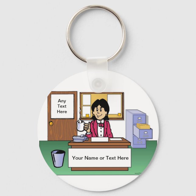 Porte-clés Office Clean - Dessin féminin par PrintedPerfectio (Recto)